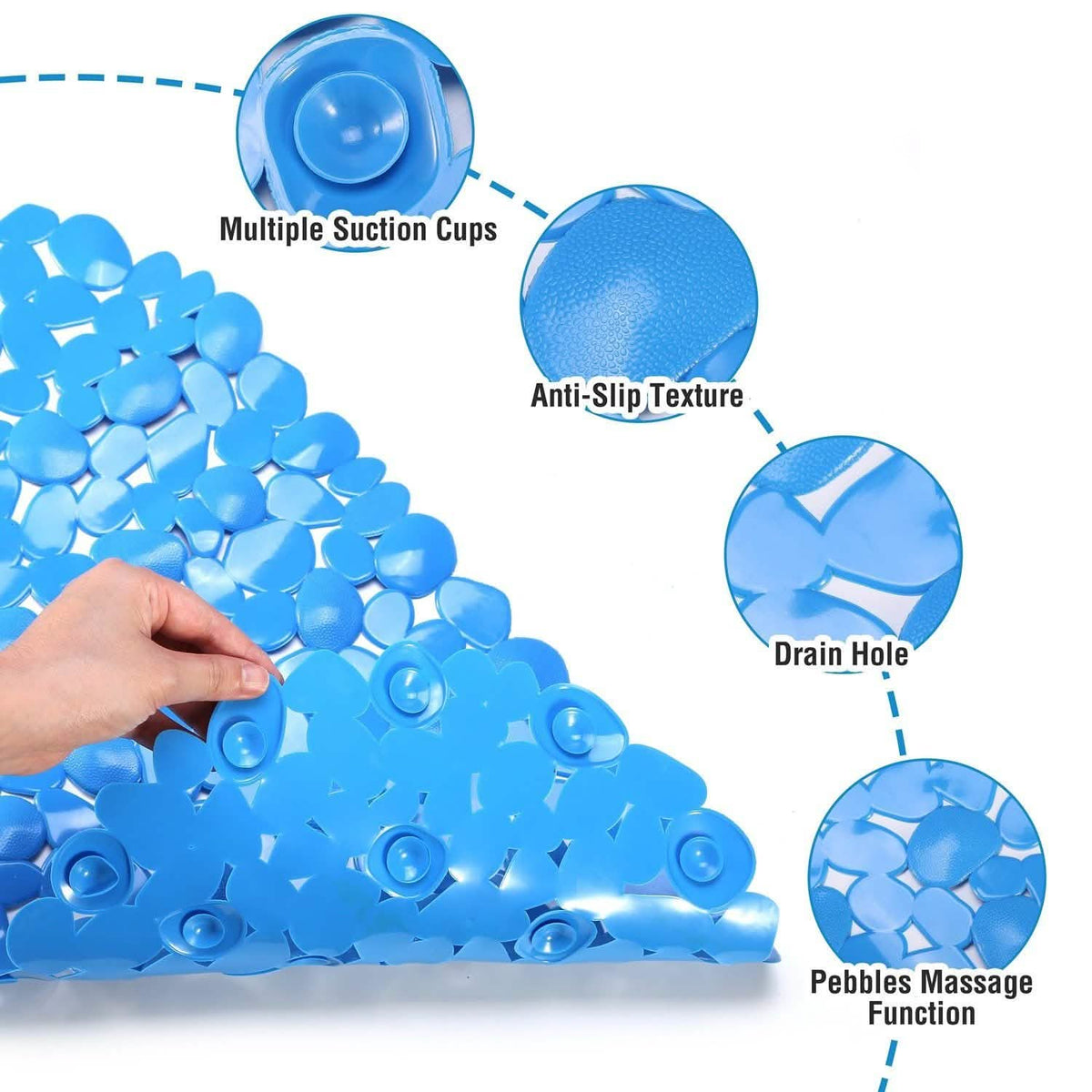Non-Slip Massage Pebble Bath Mat Bath - Tophatter Daily Deals