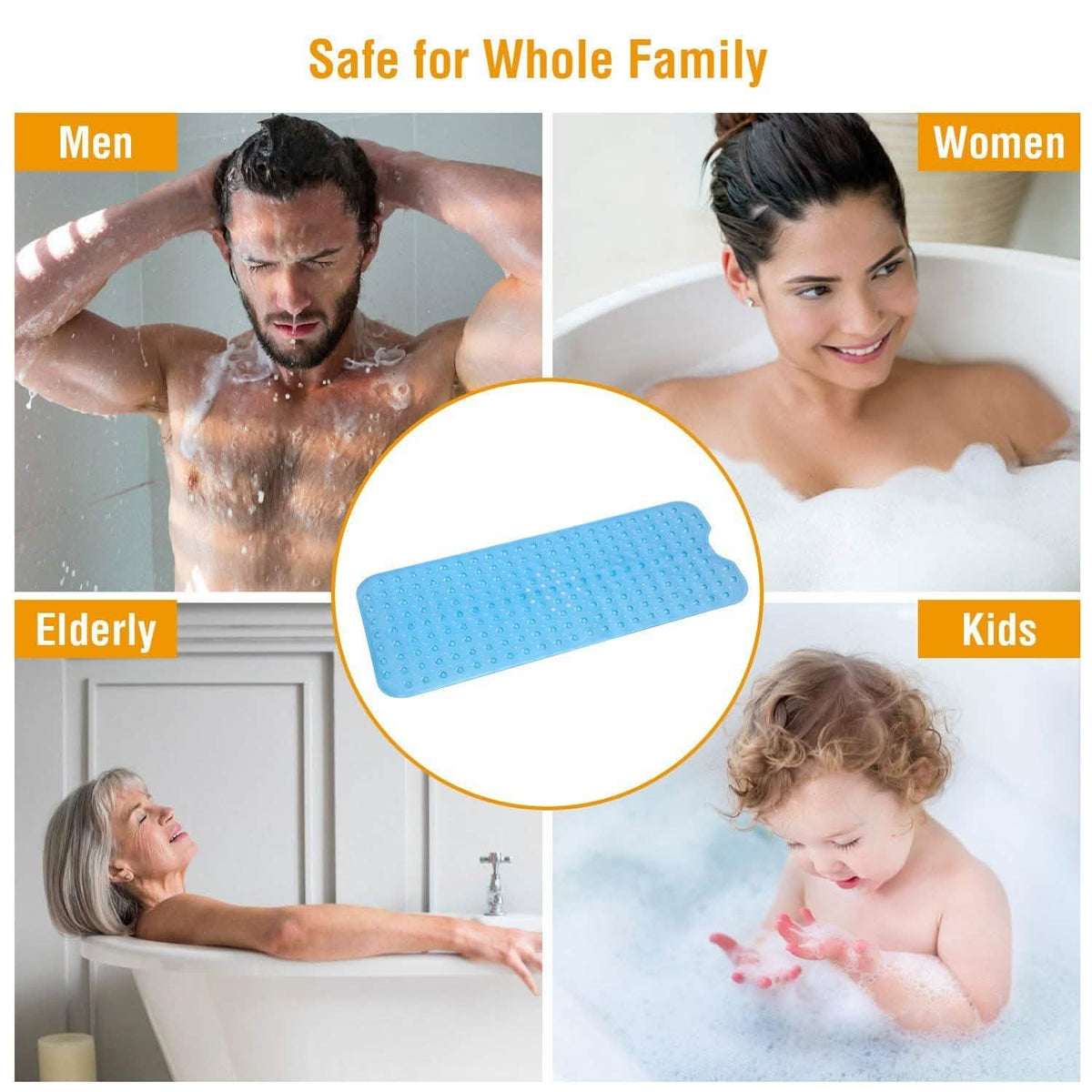 Non Slip Shower Mat Massage Anti-Bacterial with Suction Cups Bath - Tophatter Daily Deals