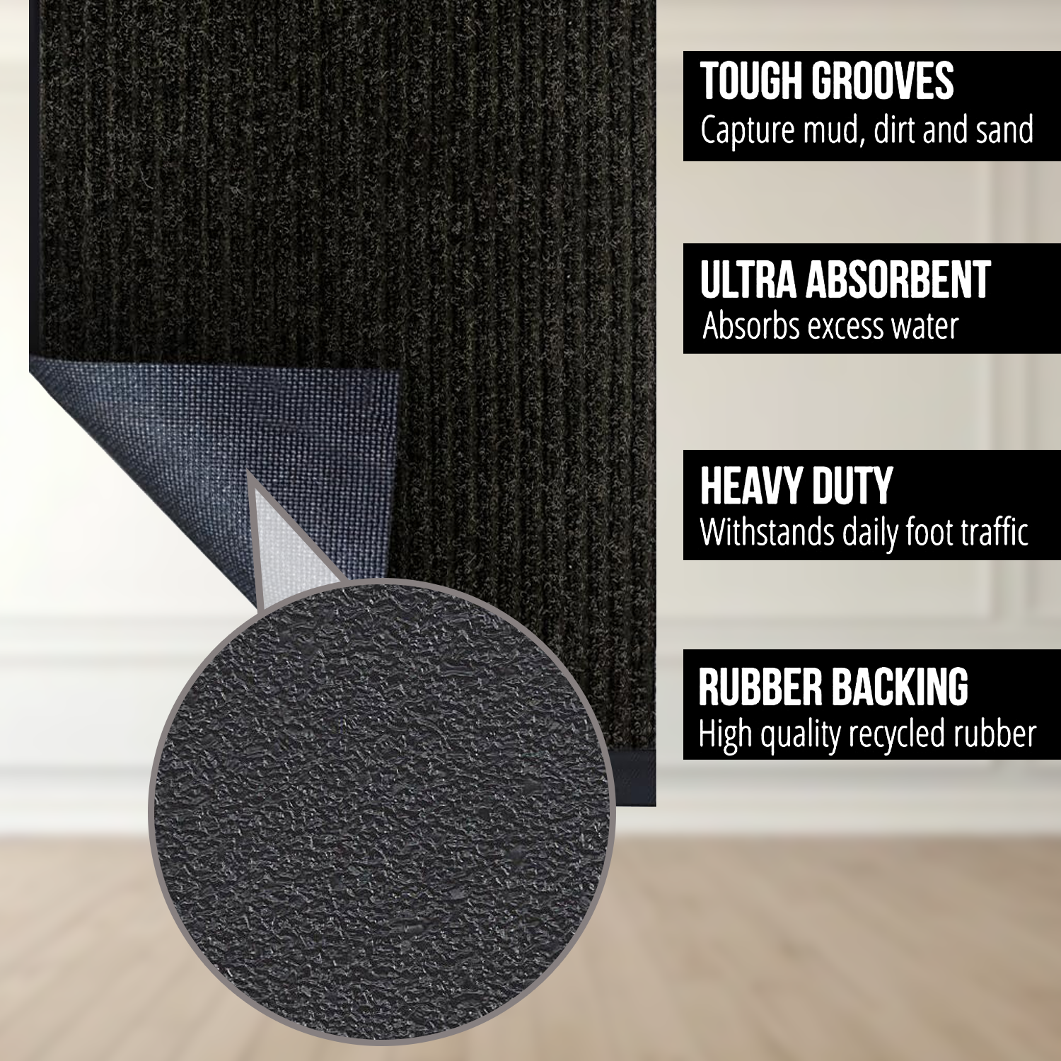 Washable Indoor Door Mat - Non Slip Large Rubber Back Barrier Mat Entrance Rug Dirt Trapper Home - Tophatter Daily Deals