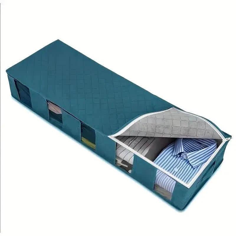Nordic Quilt Bag Clothes Storage Box Under Bed Storage Blue Storage & Organization - Tophatter Daily Deals