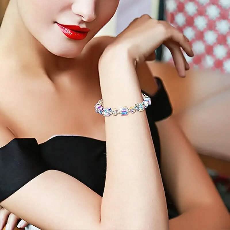 Northern Lights Artificial Crystal Bracelet 7"+ 2" Extension Chain Bracelets - Tophatter Daily Deals