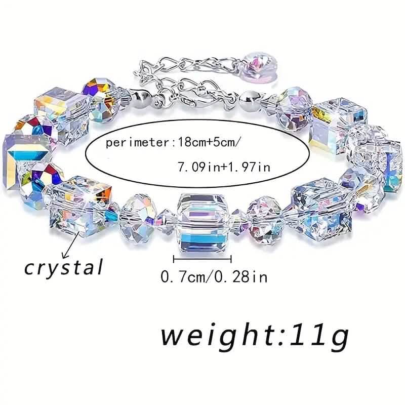 Northern Lights Artificial Crystal Bracelet 7"+ 2" Extension Chain Bracelets - Tophatter Daily Deals