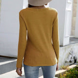 Notched Waffle Knit Solid Tee Women's Tops - Tophatter Daily Deals