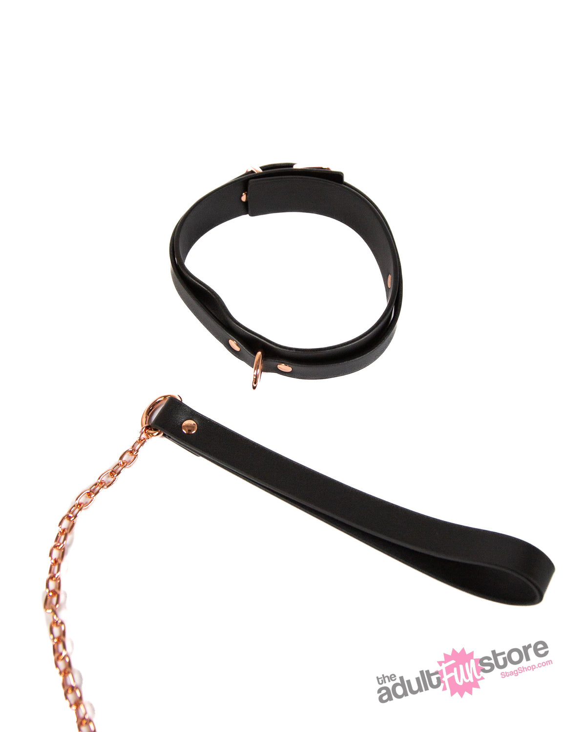NS Novelties - Bondage Couture - Collar and Leash - Black/Rose Gold BDSM - Tophatter Daily Deals