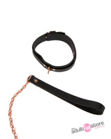 NS Novelties - Bondage Couture - Collar and Leash - Black/Rose Gold BDSM - Tophatter Daily Deals