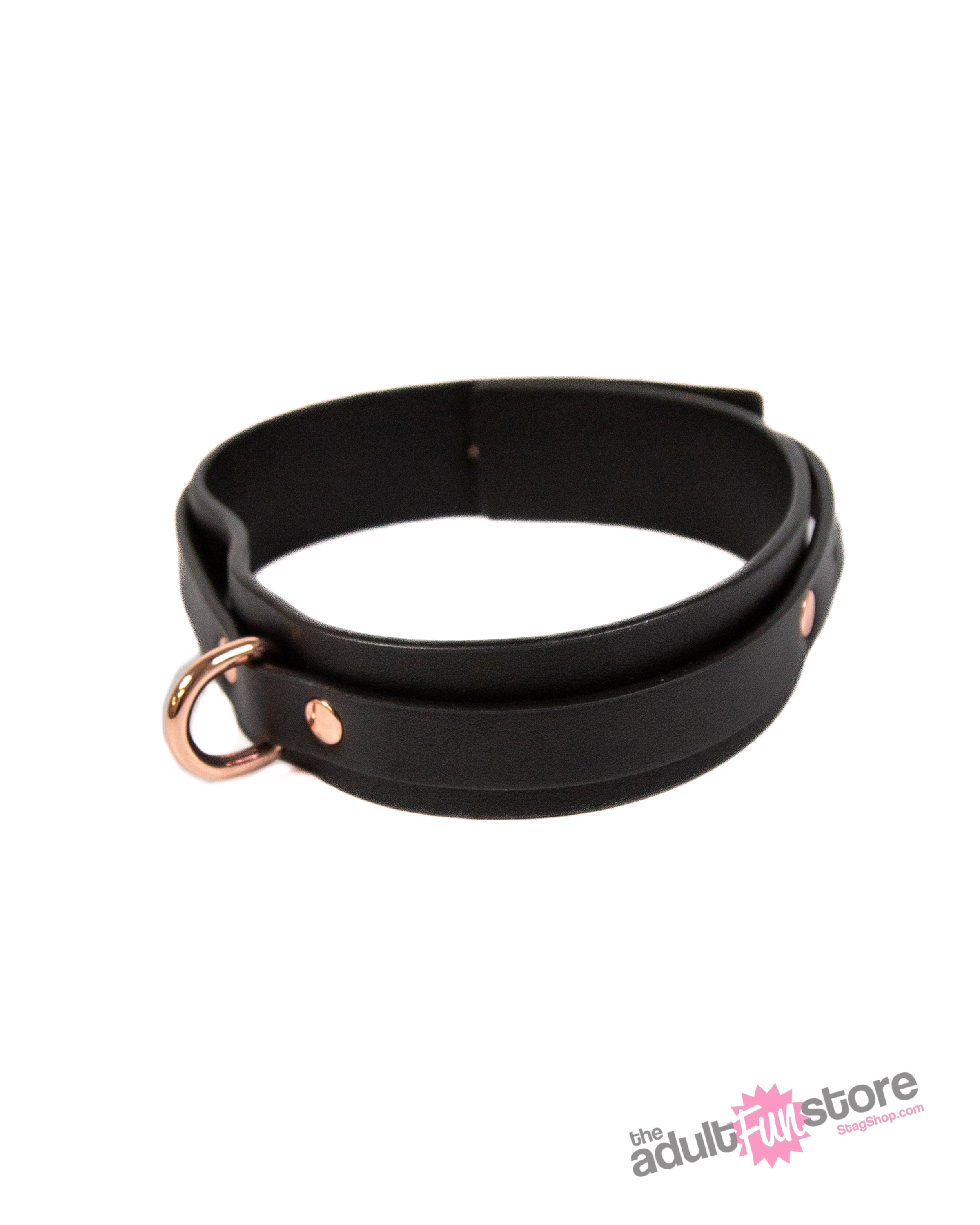 NS Novelties - Bondage Couture - Collar and Leash - Black/Rose Gold BDSM - Tophatter Daily Deals