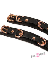 NS Novelties - Bondage Couture - Wrist Cuffs - Black/Rose Gold BDSM - Tophatter Daily Deals