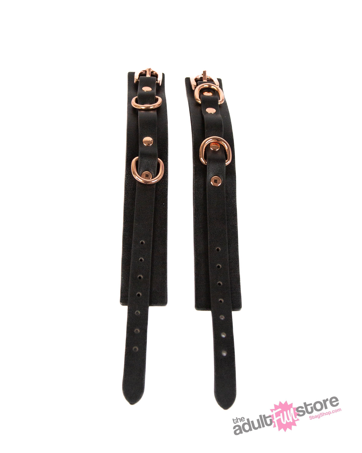 NS Novelties - Bondage Couture - Wrist Cuffs - Black/Rose Gold BDSM - Tophatter Daily Deals