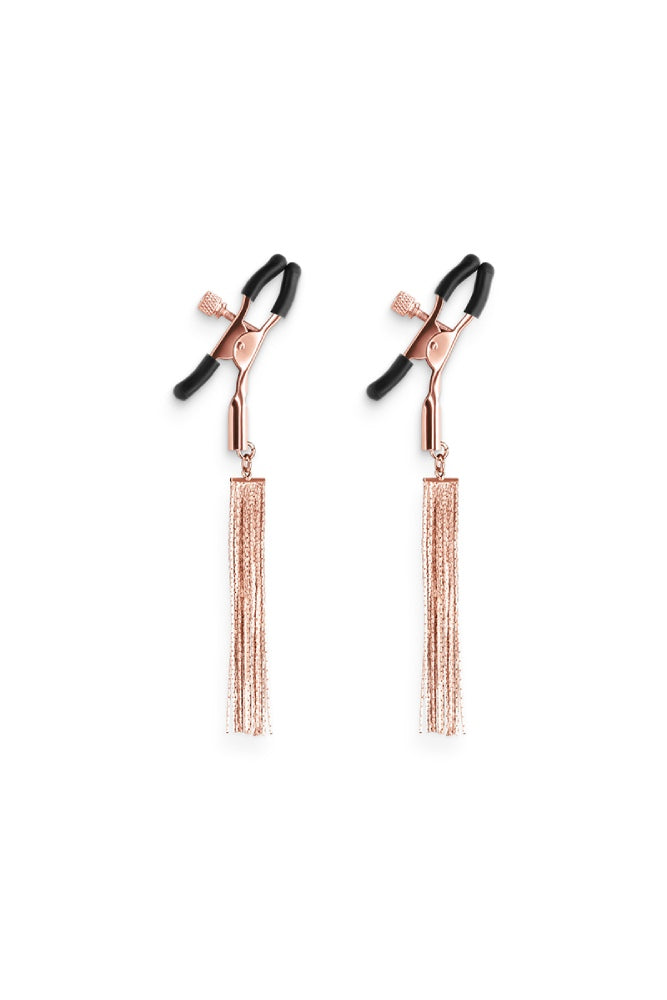 NS Novelties - Bound - Chain Tassel Nipple Clamps - Rose Gold/Black BDSM - Tophatter Daily Deals