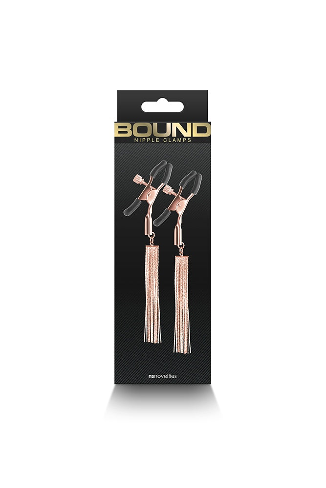 NS Novelties - Bound - Chain Tassel Nipple Clamps - Rose Gold/Black BDSM - Tophatter Daily Deals
