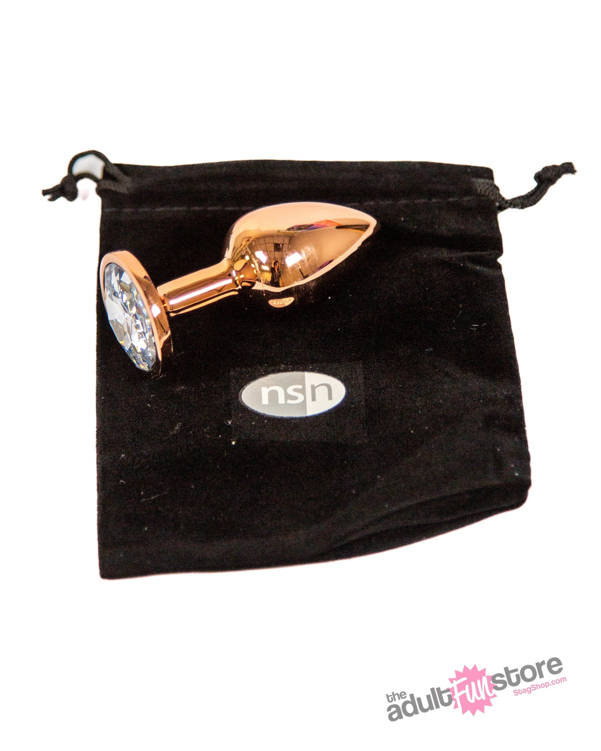 NS Novelties - Rear Assets - Aluminum Butt Plug - Rose Gold/Clear - 2.75 Inch Sex Toy - Tophatter Daily Deals