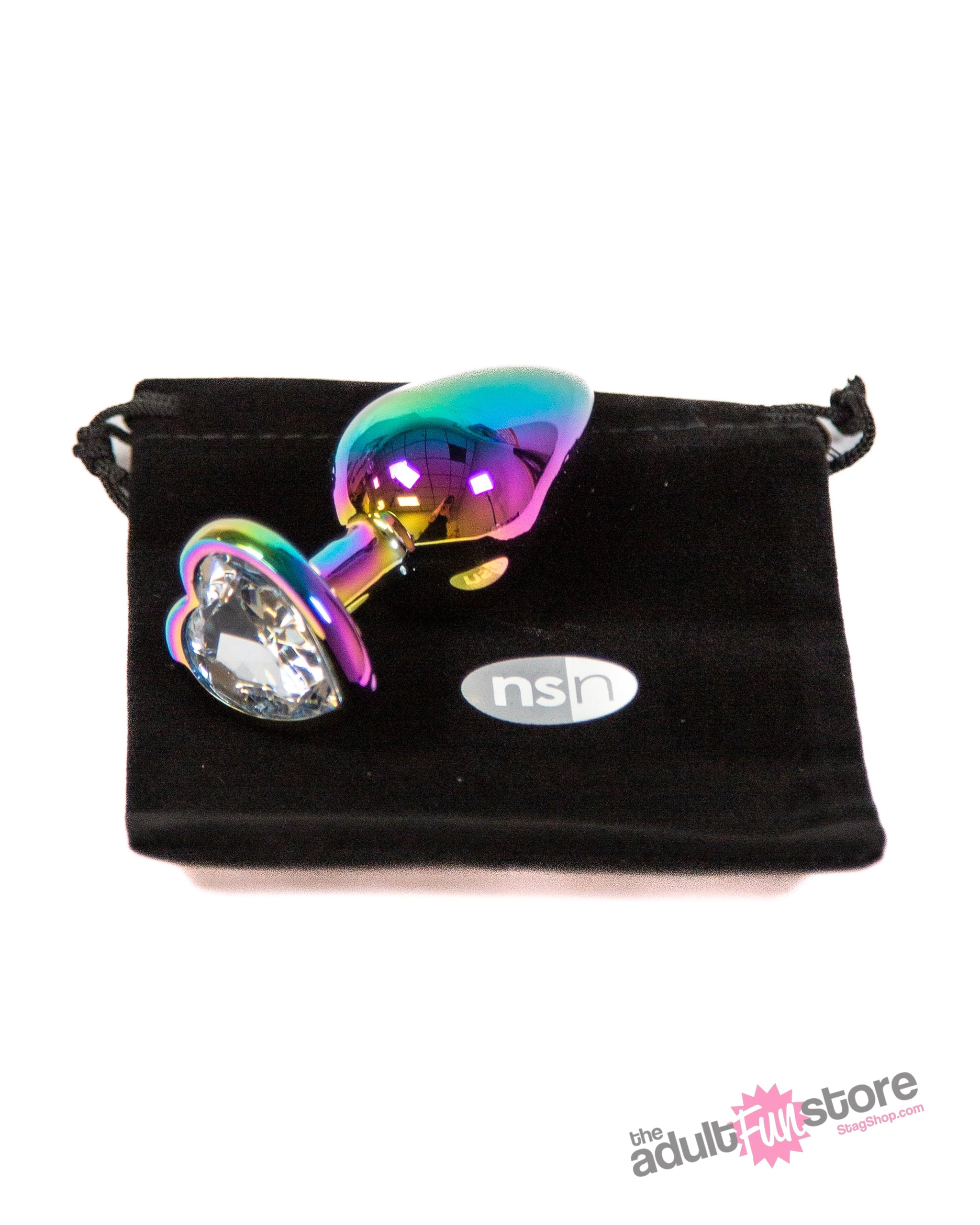 NS Novelties - Rear Assets - Aluminum Heart Butt Plug - Multicolour/Clear - 3.25 Inch Sex Toy - Tophatter Daily Deals
