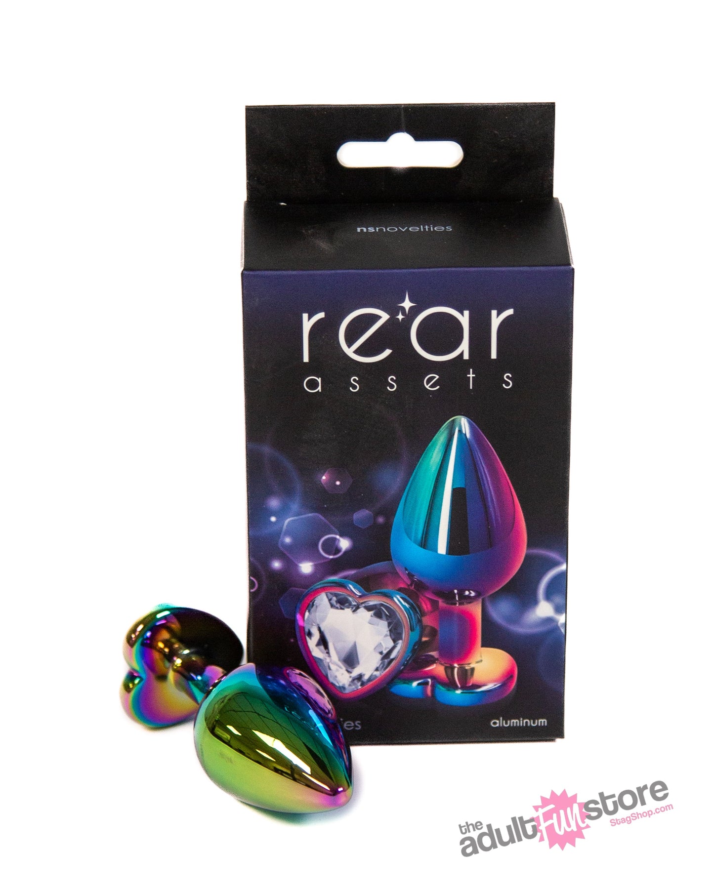 NS Novelties - Rear Assets - Aluminum Heart Butt Plug - Multicolour/Clear - 3.25 Inch Sex Toy - Tophatter Daily Deals