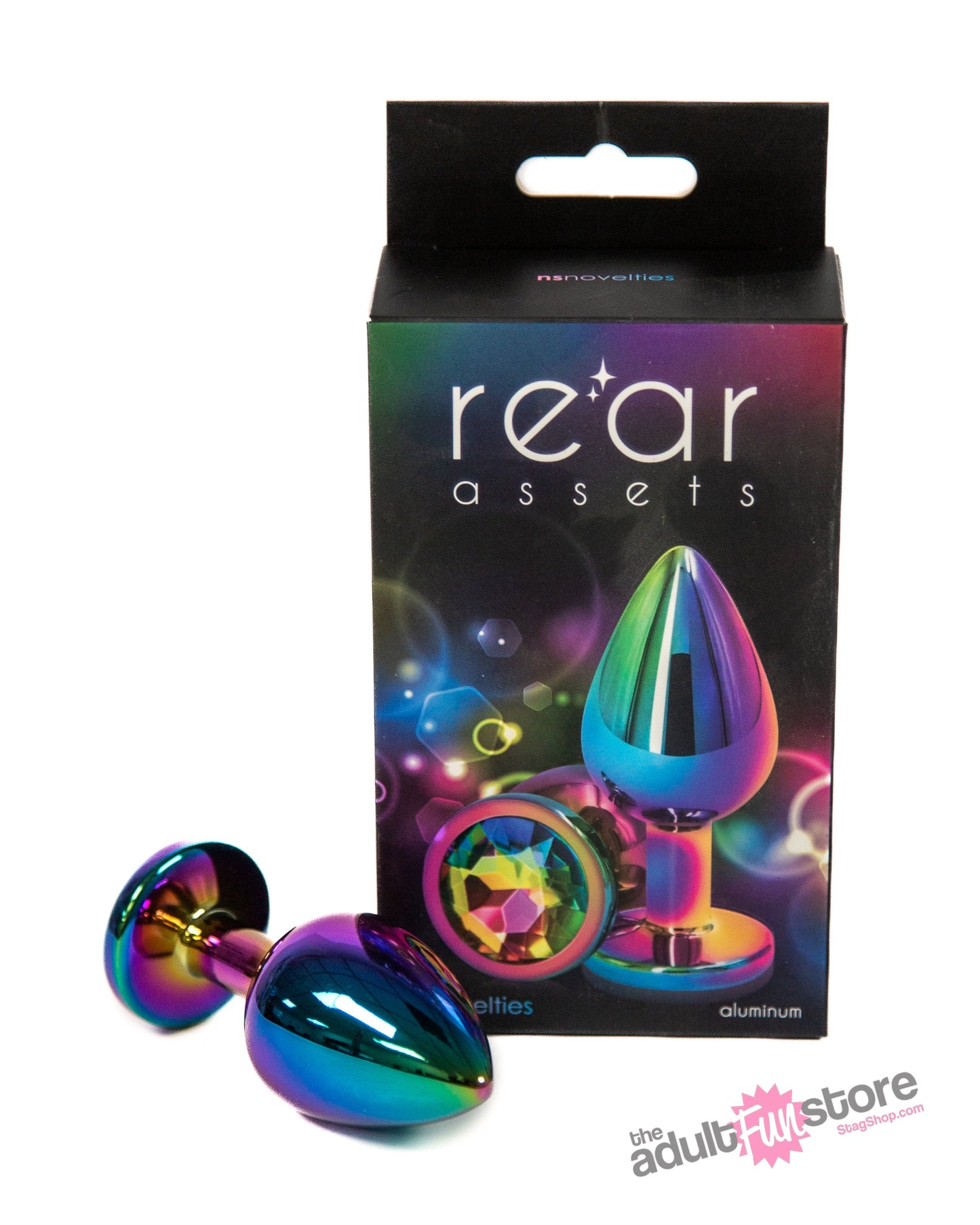 NS Novelties - Rear Assets - Medium Aluminum Butt Plug - Multicolour/Rainbow Sex Toy - Tophatter Daily Deals