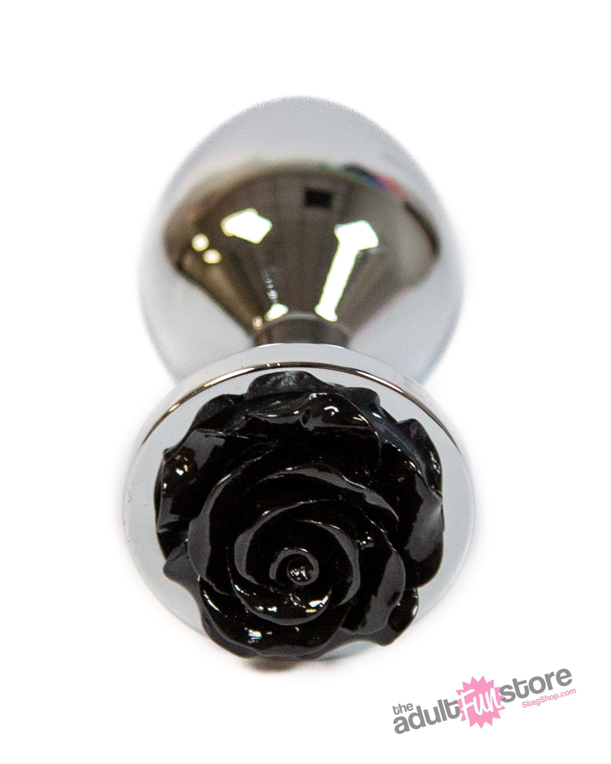 NS Novelties - Rear Assets - Aluminum Rose Butt Plug - Silver/Black - Medium - 3.5 Inch Sex Toy - Tophatter Daily Deals