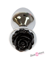 NS Novelties - Rear Assets - Aluminum Rose Butt Plug - Silver/Black - Medium - 3.5 Inch Sex Toy - Tophatter Daily Deals
