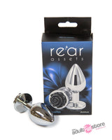 NS Novelties - Rear Assets - Aluminum Rose Butt Plug - Silver/Black - Medium - 3.5 Inch Sex Toy - Tophatter Daily Deals