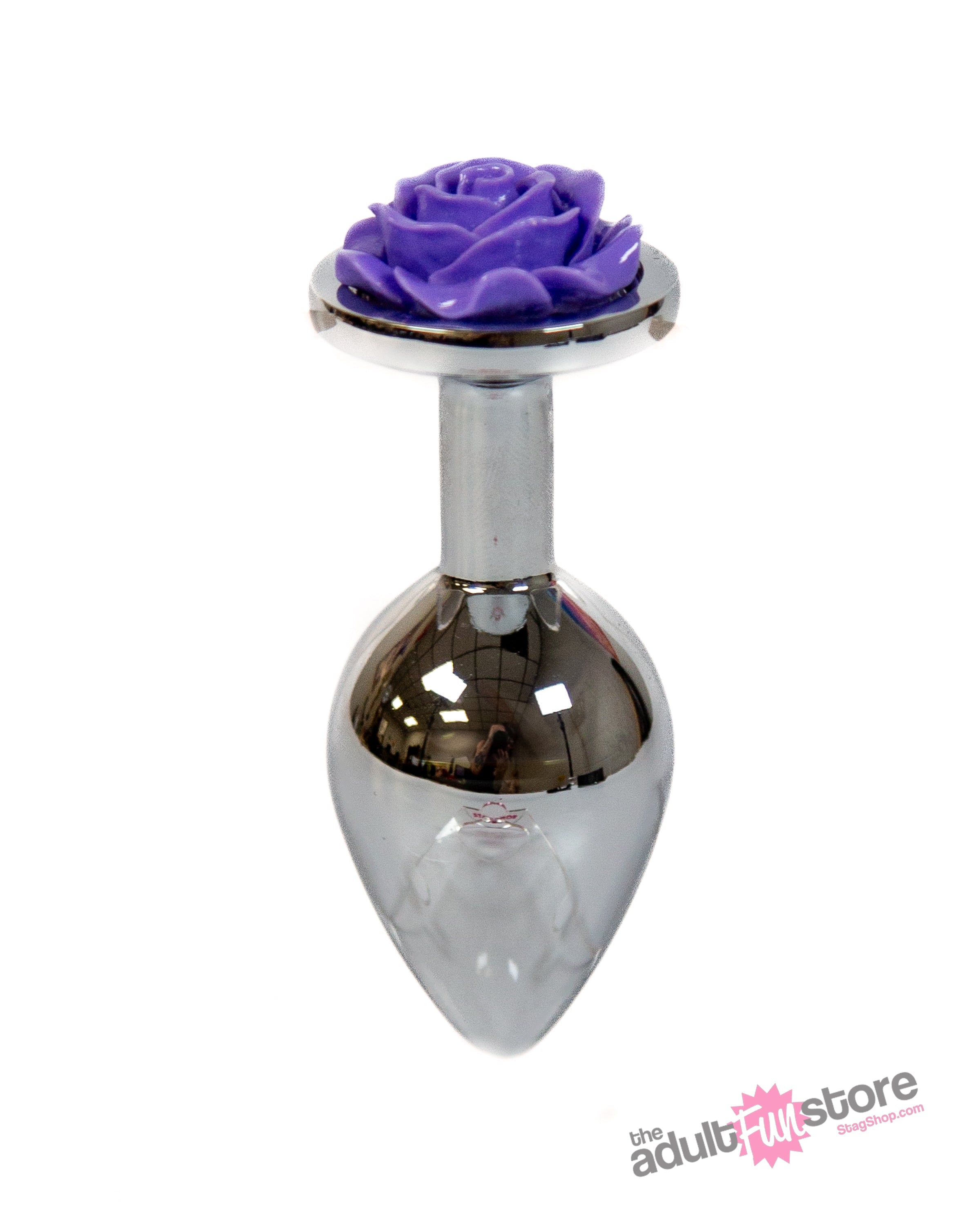 NS Novelties - Rear Assets - Aluminum Rose Butt Plug - Silver/Purple - Medium - 3.5 Inch Sex Toy - Tophatter Daily Deals