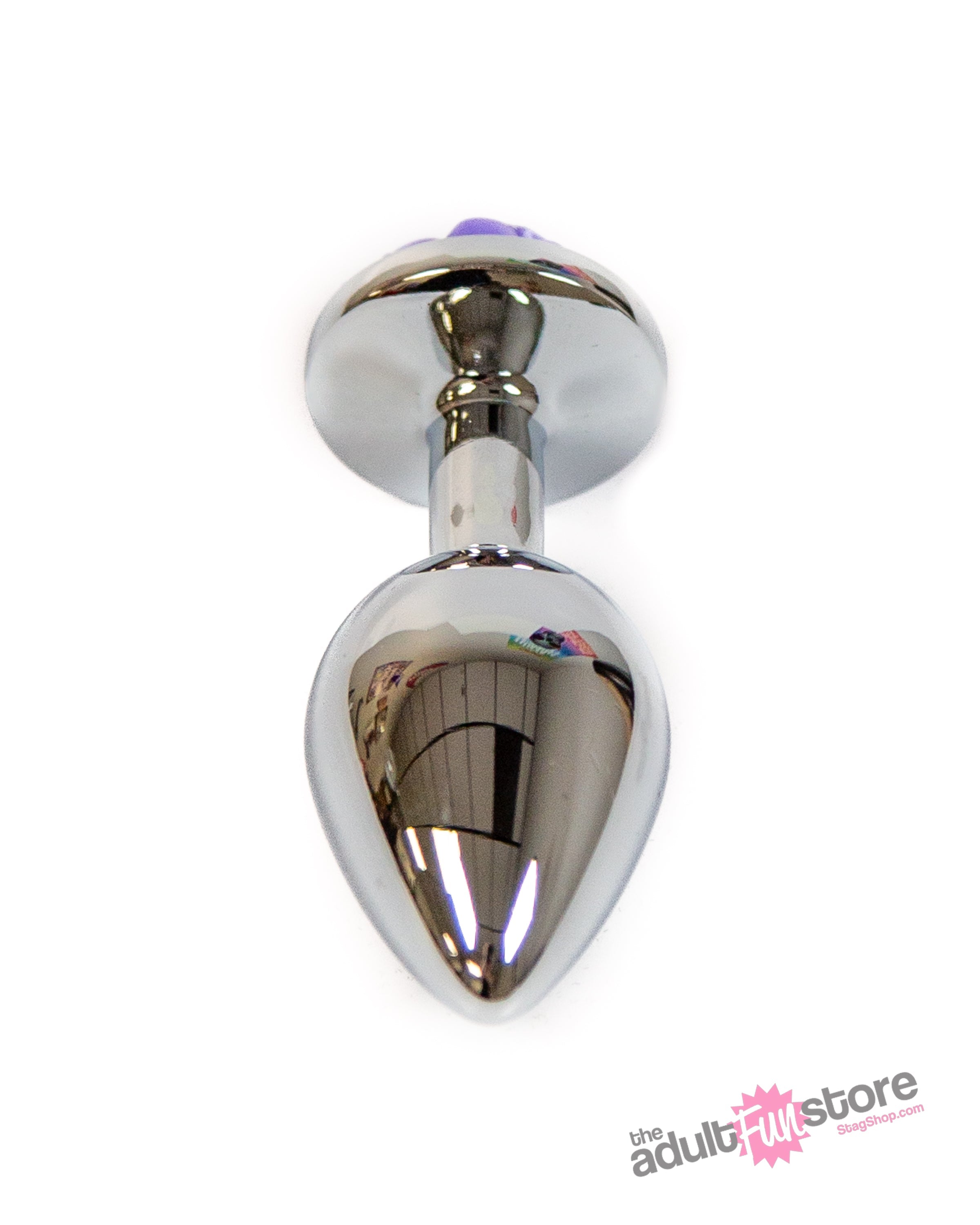 NS Novelties - Rear Assets - Aluminum Rose Butt Plug - Silver/Purple - Medium - 3.5 Inch Sex Toy - Tophatter Daily Deals
