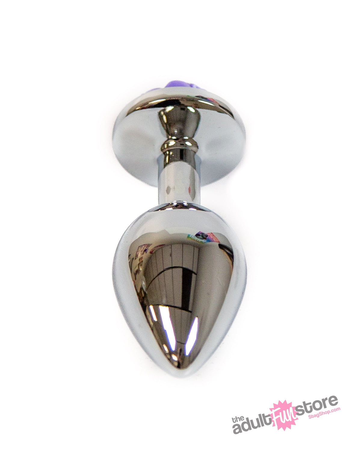 NS Novelties - Rear Assets - Aluminum Rose Butt Plug - Silver/Purple - Medium - 3.5 Inch Sex Toy - Tophatter Daily Deals