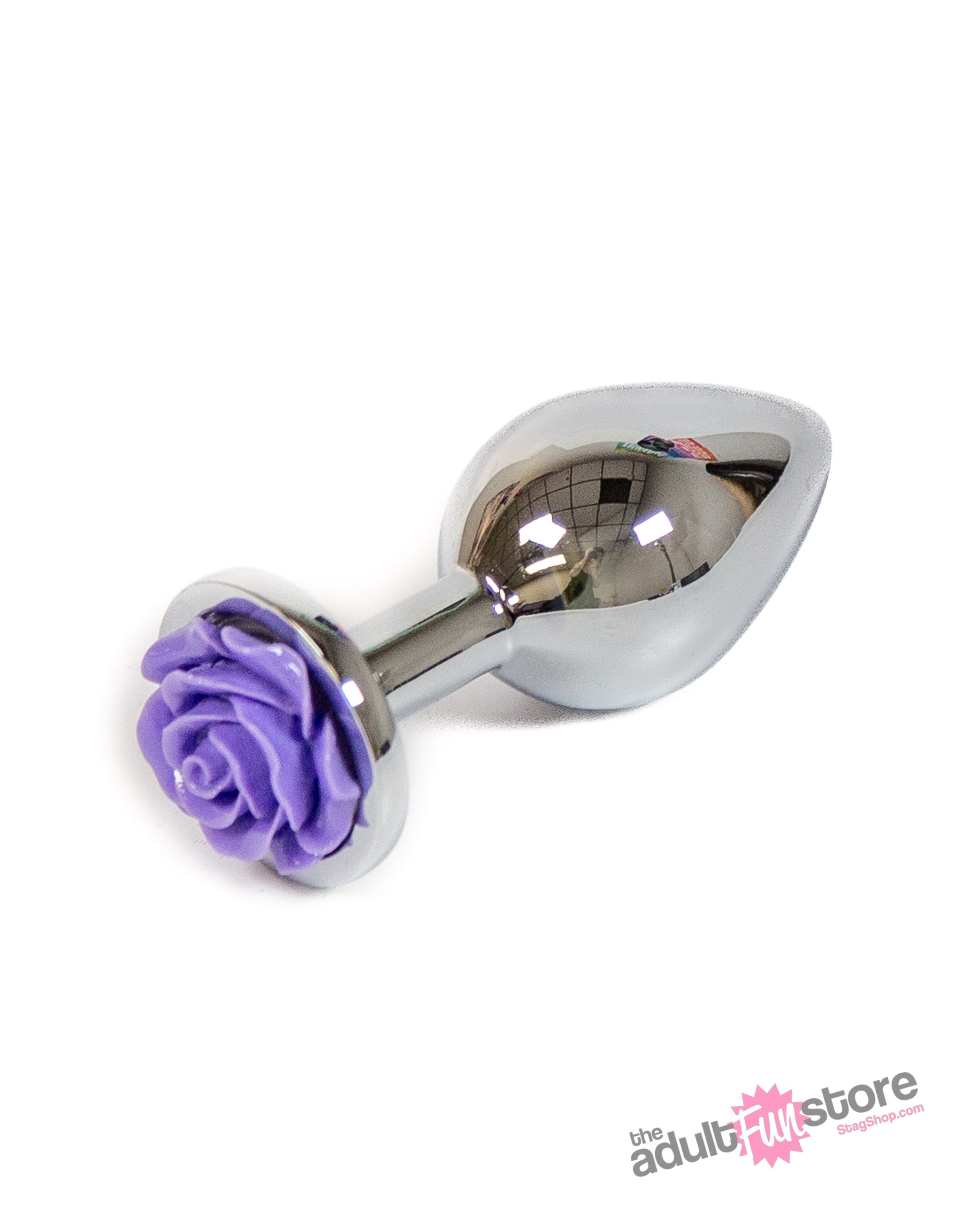 NS Novelties - Rear Assets - Aluminum Rose Butt Plug - Silver/Purple - Medium - 3.5 Inch Sex Toy - Tophatter Daily Deals
