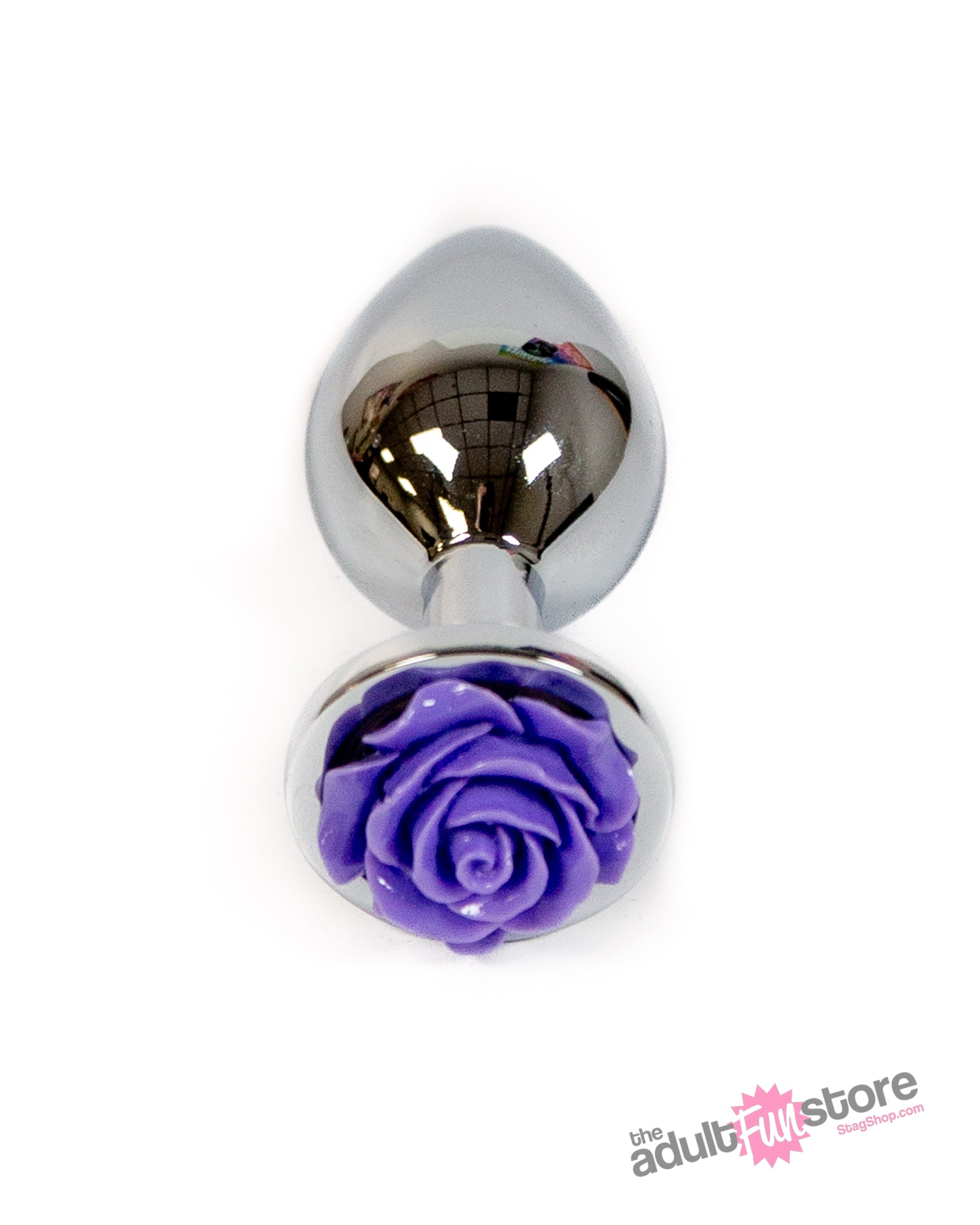 NS Novelties - Rear Assets - Aluminum Rose Butt Plug - Silver/Purple - Medium - 3.5 Inch Sex Toy - Tophatter Daily Deals