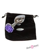 NS Novelties - Rear Assets - Aluminum Rose Butt Plug - Silver/Purple - Medium - 3.5 Inch Sex Toy - Tophatter Daily Deals