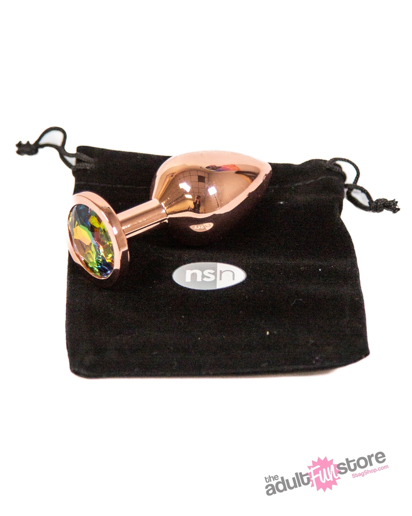 NS Novelties - Rear Assets - Aluminum Butt Plug - Rose Gold/Rainbow - 3.15 Inch Sex Toy - Tophatter Daily Deals