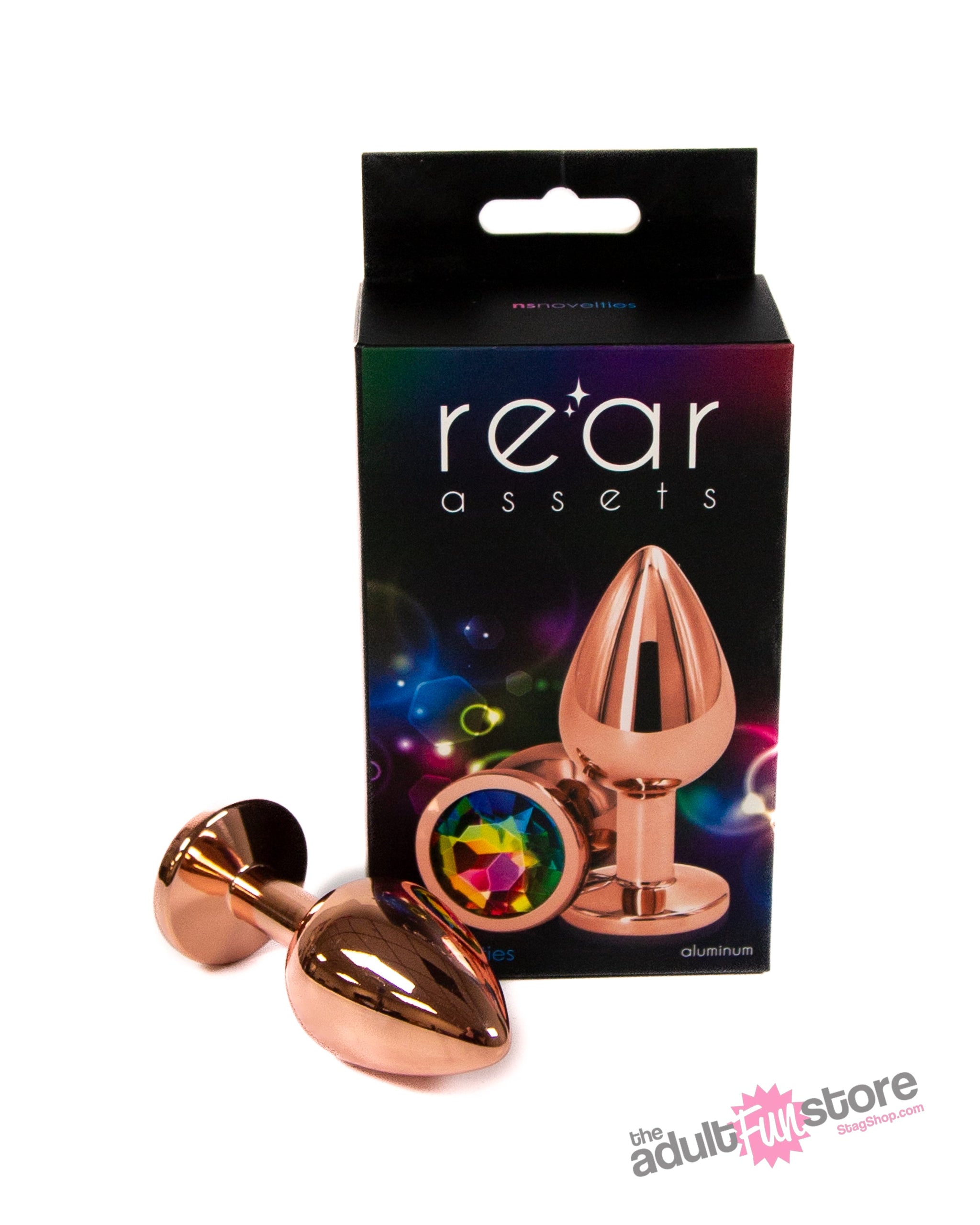 NS Novelties - Rear Assets - Aluminum Butt Plug - Rose Gold/Rainbow - 3.15 Inch Sex Toy - Tophatter Daily Deals