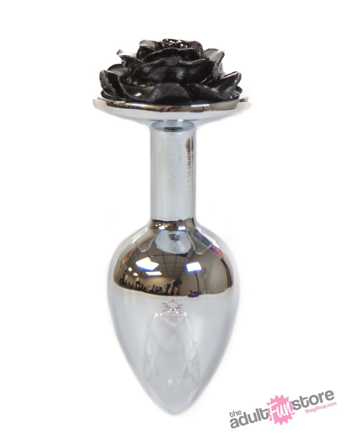 NS Novelties - Rear Assets - Aluminum Rose Butt Plug - Black/Silver - Small - 3 inch Sex Toy - Tophatter Daily Deals