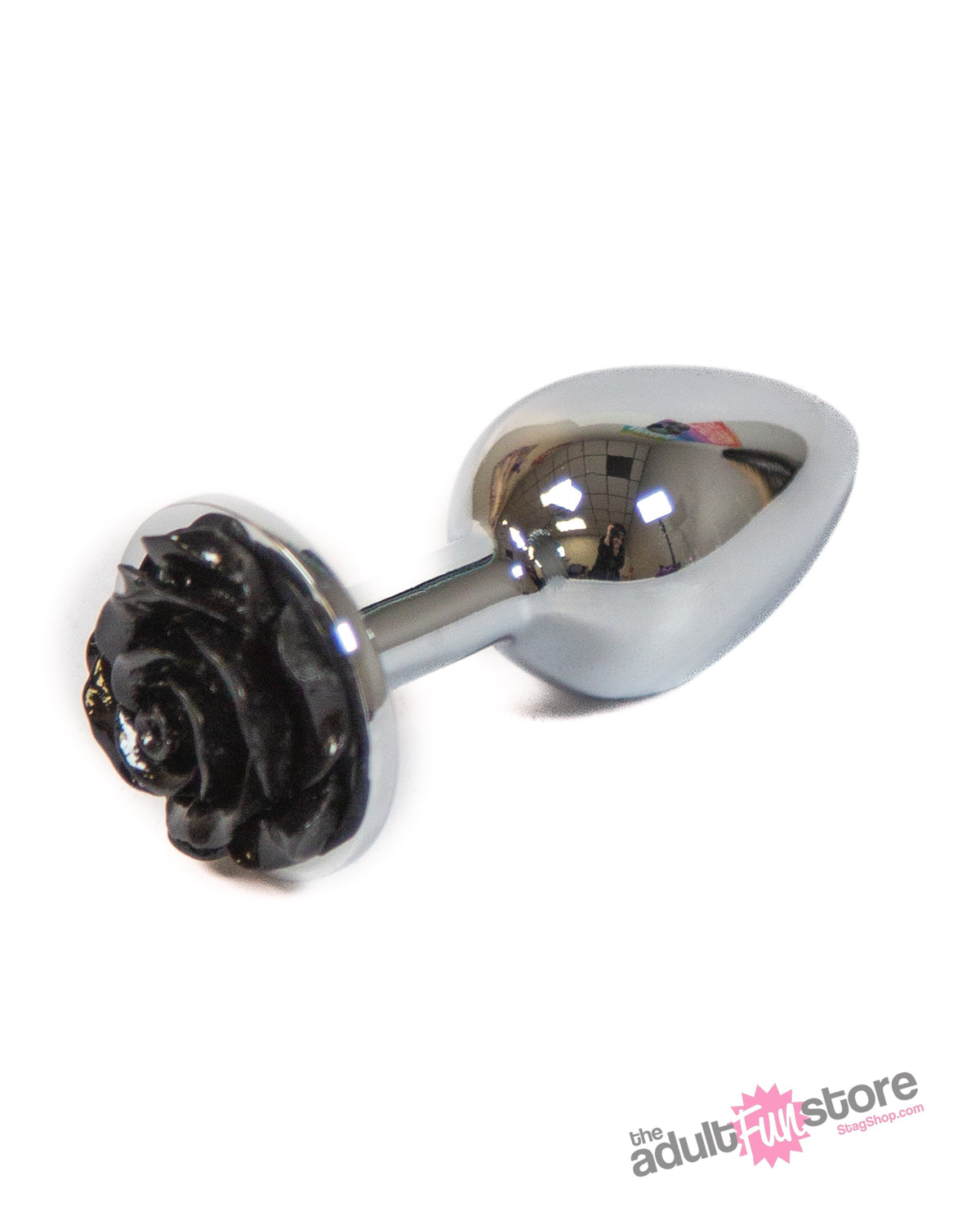 NS Novelties - Rear Assets - Aluminum Rose Butt Plug - Black/Silver - Small - 3 inch Sex Toy - Tophatter Daily Deals
