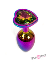 NS Novelties - Rear Assets - Aluminum Heart Butt Plug - Multicolour/Rainbow - 2.75 Inch Sex Toy - Tophatter Daily Deals