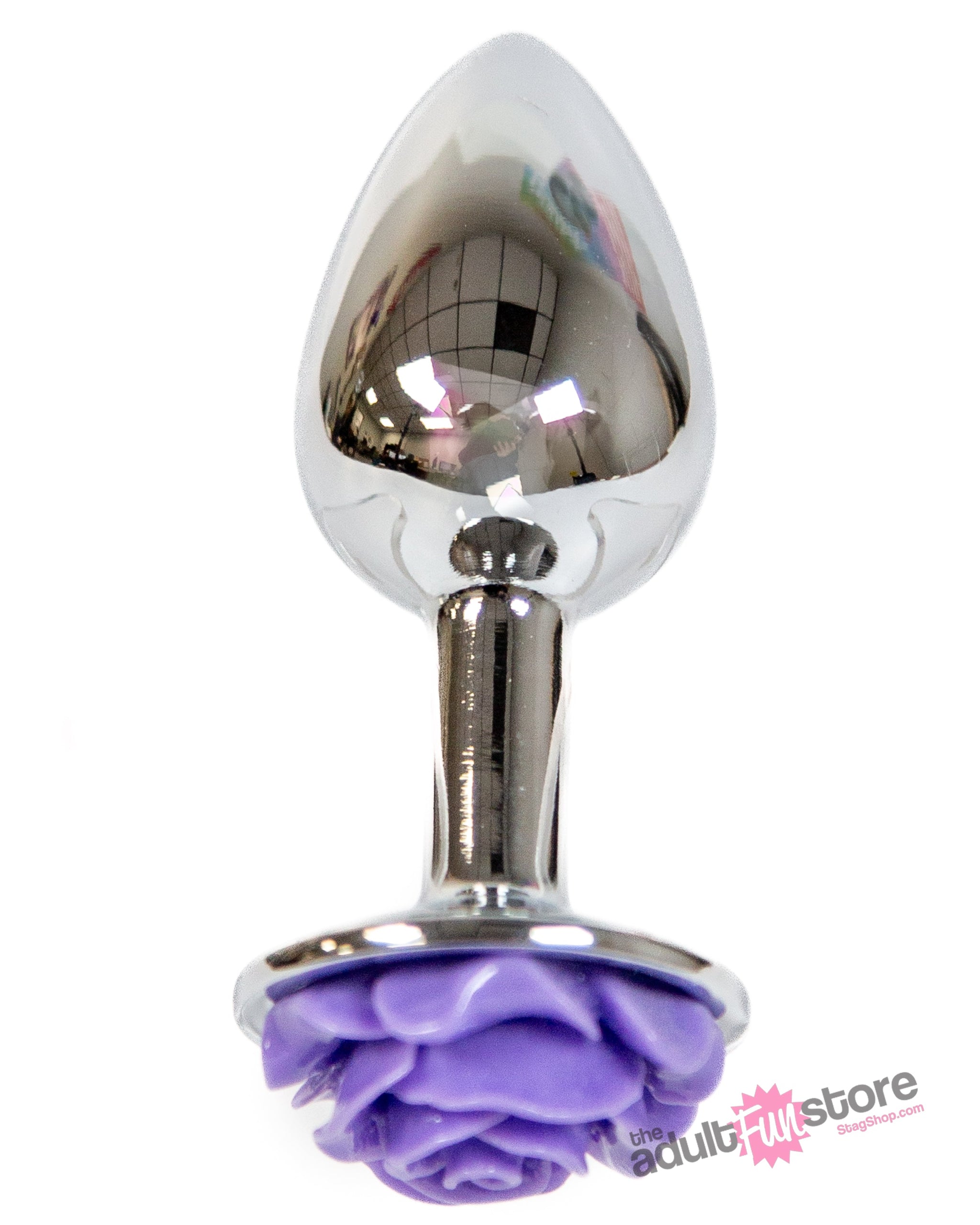 NS Novelties - Rear Assets - Aluminum Rose Butt Plug - Purple/Silver - Small - 3 Inch Sex Toy - Tophatter Daily Deals