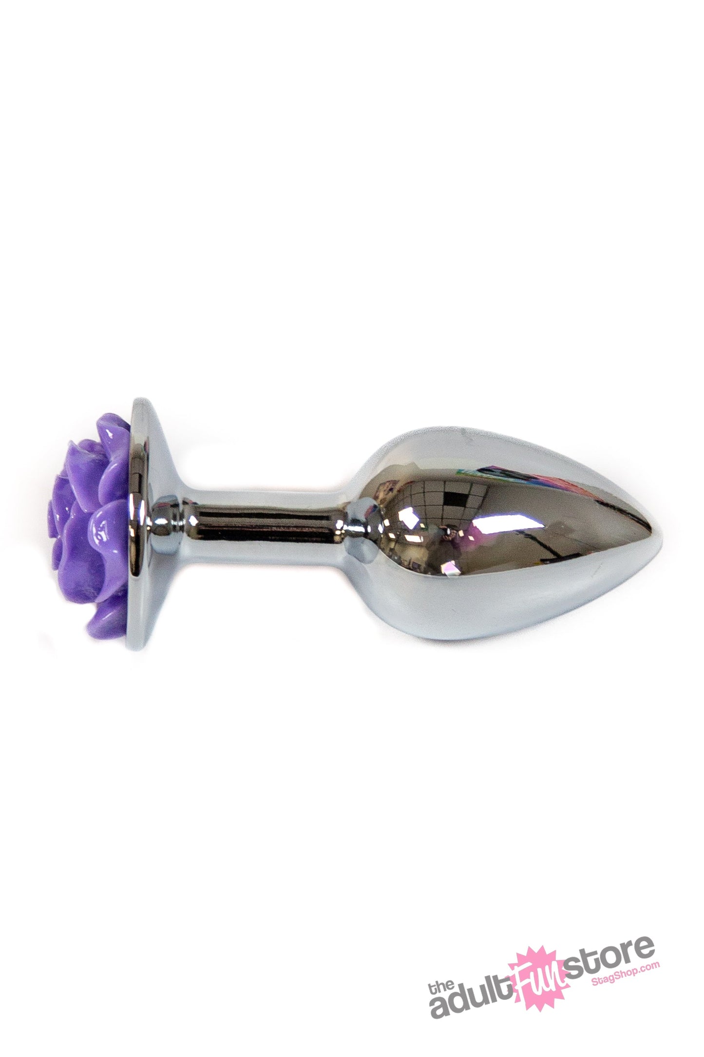 NS Novelties - Rear Assets - Aluminum Rose Butt Plug - Purple/Silver - Small - 3 Inch Sex Toy - Tophatter Daily Deals
