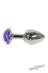 NS Novelties - Rear Assets - Aluminum Rose Butt Plug - Purple/Silver - Small - 3 Inch Sex Toy - Tophatter Daily Deals