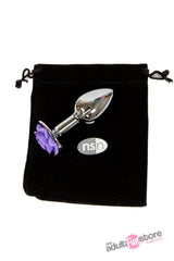 NS Novelties - Rear Assets - Aluminum Rose Butt Plug - Purple/Silver - Small - 3 Inch Sex Toy - Tophatter Daily Deals