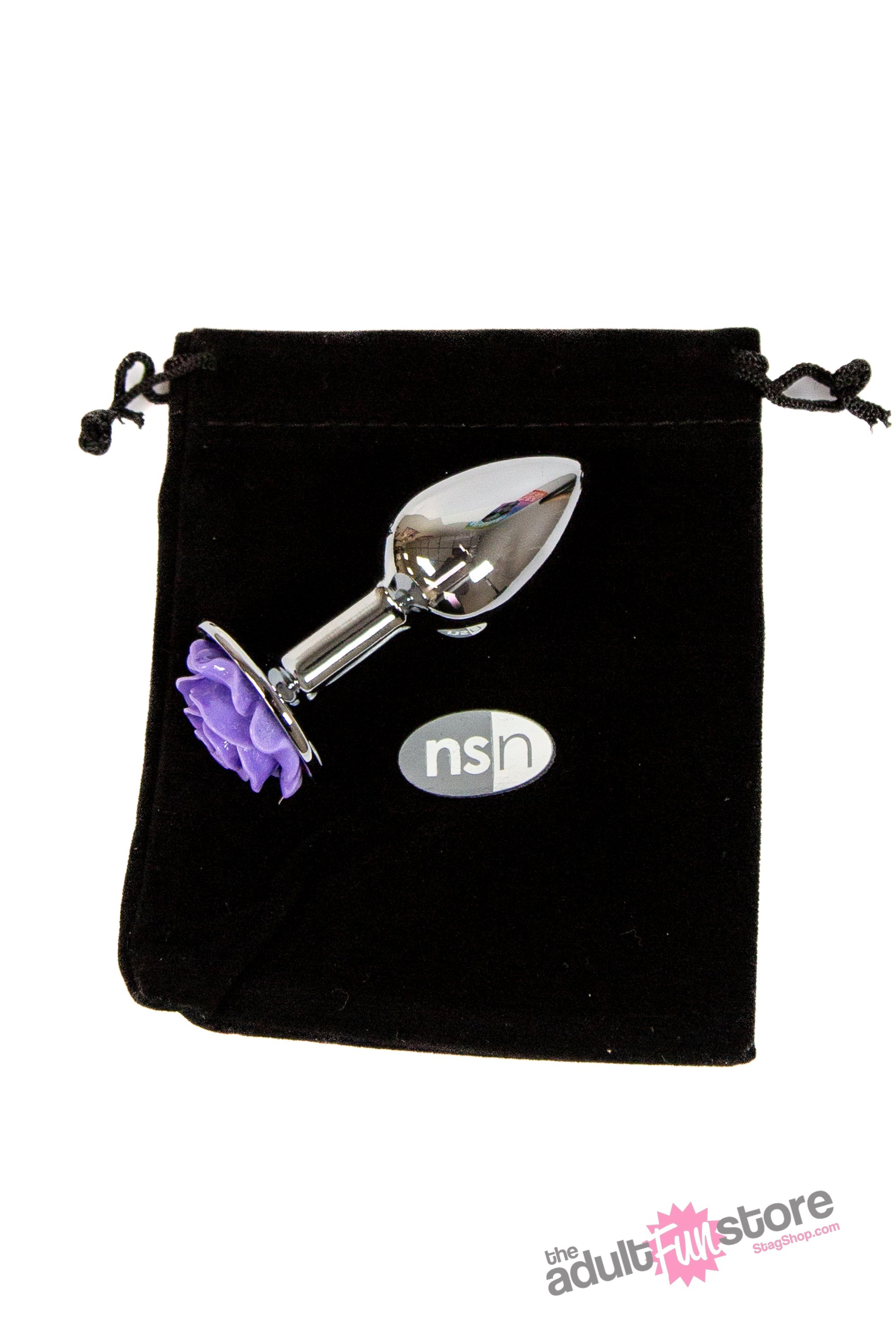 NS Novelties - Rear Assets - Aluminum Rose Butt Plug - Purple/Silver - Small - 3 Inch Sex Toy - Tophatter Daily Deals