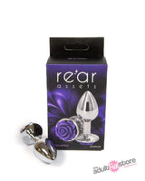 NS Novelties - Rear Assets - Aluminum Rose Butt Plug - Purple/Silver - Small - 3 Inch Sex Toy - Tophatter Daily Deals