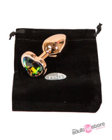 NS Novelties - Rear Assets - Aluminum Heart Butt Plug - Rose Gold/Rainbow - 2.75 Inch Sex Toy - Tophatter Daily Deals