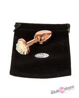 NS Novelties - Rear Assets - Aluminum Rose Butt Plug - Gold/White - Small - 3 Inch Sex Toy - Tophatter Daily Deals