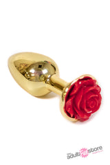 NS Novelties - Rear Assets - Aluminum Rose Butt Plug - Gold/Red - Small - 3 Inch Sex Toy - Tophatter Daily Deals