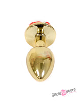 NS Novelties - Rear Assets - Aluminum Rose Butt Plug - Gold/Red - Small - 3 Inch Sex Toy - Tophatter Daily Deals