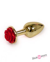 NS Novelties - Rear Assets - Aluminum Rose Butt Plug - Gold/Red - Small - 3 Inch Sex Toy - Tophatter Daily Deals