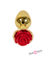NS Novelties - Rear Assets - Aluminum Rose Butt Plug - Gold/Red - Small - 3 Inch Sex Toy - Tophatter Daily Deals