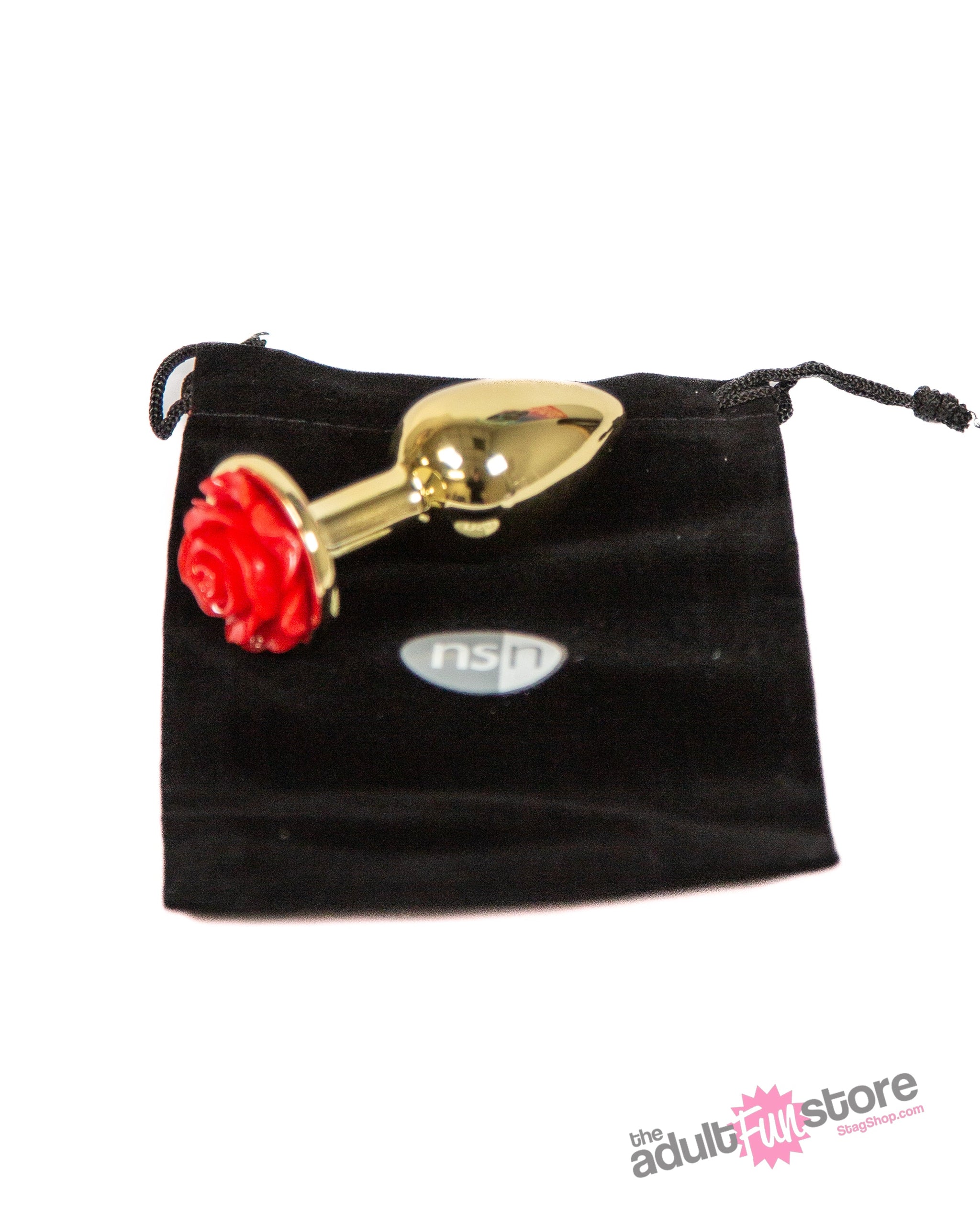 NS Novelties - Rear Assets - Aluminum Rose Butt Plug - Gold/Red - Small - 3 Inch Sex Toy - Tophatter Daily Deals