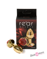 NS Novelties - Rear Assets - Aluminum Rose Butt Plug - Gold/Red - Small - 3 Inch Sex Toy - Tophatter Daily Deals