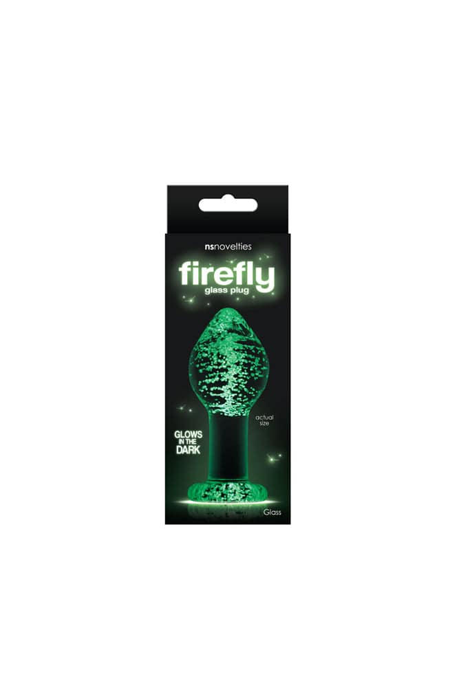 NS Novelties - Firefly - Glass Butt Plug - Glow-In-The-Dark/Clear - Assorted Sizes Sex Toy - Tophatter Daily Deals