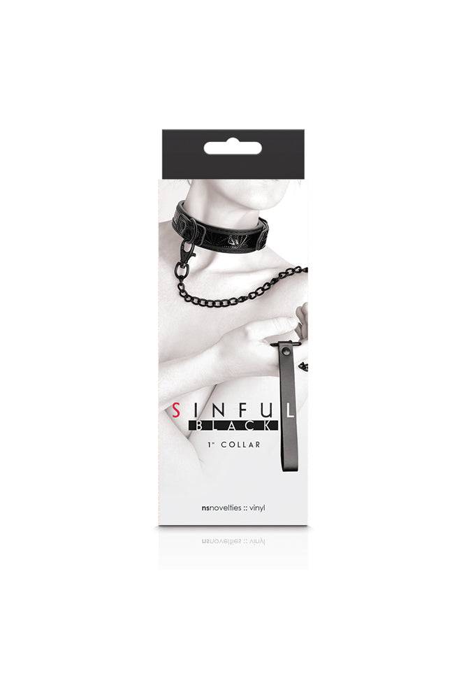 NS Novelties - Sinful - 1 Inch Collar & Leash - Assorted Colors Black BDSM - Tophatter Daily Deals