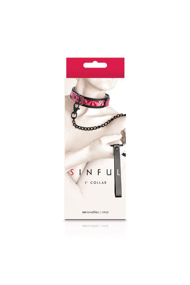 NS Novelties - Sinful - 1 Inch Collar & Leash - Assorted Colors Pink BDSM - Tophatter Daily Deals