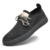 Nubuck Leather Loose Fitting Casual Shoes Gray Shoes - Tophatter Daily Deals